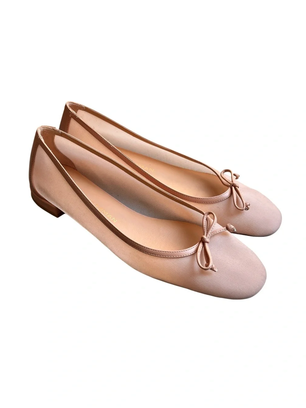 Stuart Weitzman Arabella Sheer Mesh Nude Ginger Blush Bow Ballet Flats Size 9